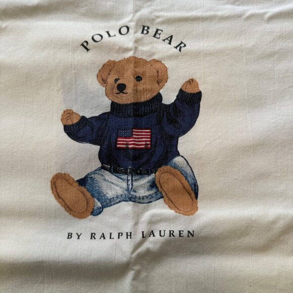 Ralph Lauren Polo Vtg Teddy Bear Blue Stripe Twin Comforter & 3 Pillow Cases - Picture 7 of 13